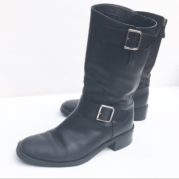 CHANEL Shoes - CHANEL moto Black Leather Boots 36 6 Authentic